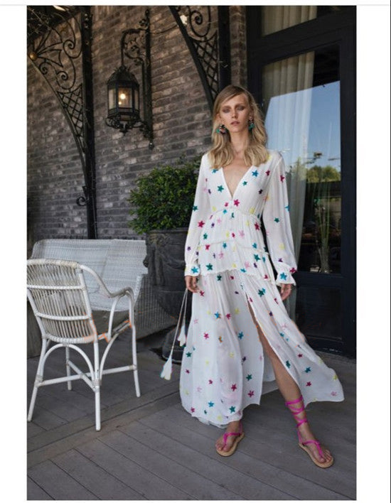Star Embroidered Maxi Kaftan