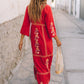 Embroidered Casual Kaftan Maxi