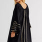 Floral Embroidered Black Cotton Tunic