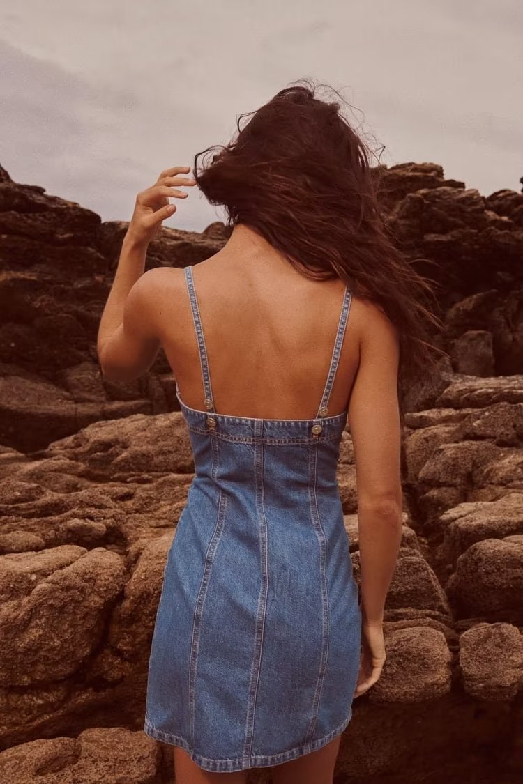 Mira Slim Sexy Stretch Denim Cami Dress
