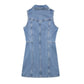 Retro Overalls Zip Up Collared Sleeveless Denim Dress