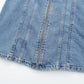 Retro Overalls Zip Up Collared Sleeveless Denim Dress