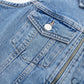 Retro Overalls Zip Up Collared Sleeveless Denim Dress