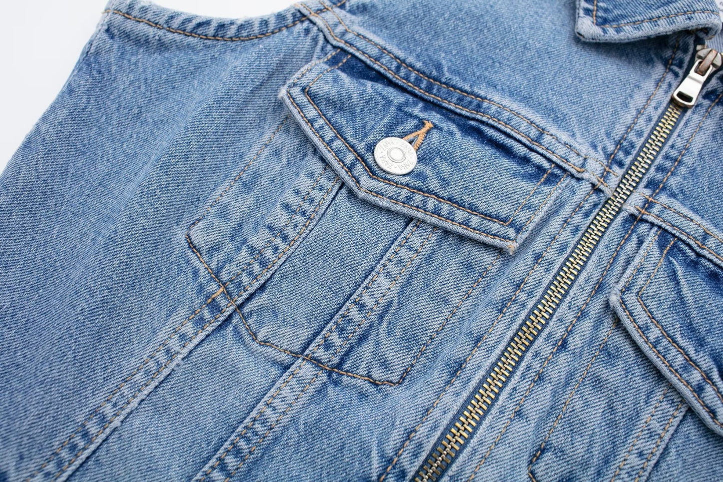 Retro Overalls Zip Up Collared Sleeveless Denim Dress