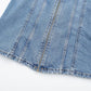Retro Overalls Zip Up Collared Sleeveless Denim Dress
