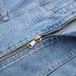 Retro Overalls Zip Up Collared Sleeveless Denim Dress
