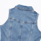 Retro Overalls Zip Up Collared Sleeveless Denim Dress