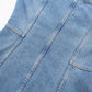 Retro Overalls Zip Up Collared Sleeveless Denim Dress