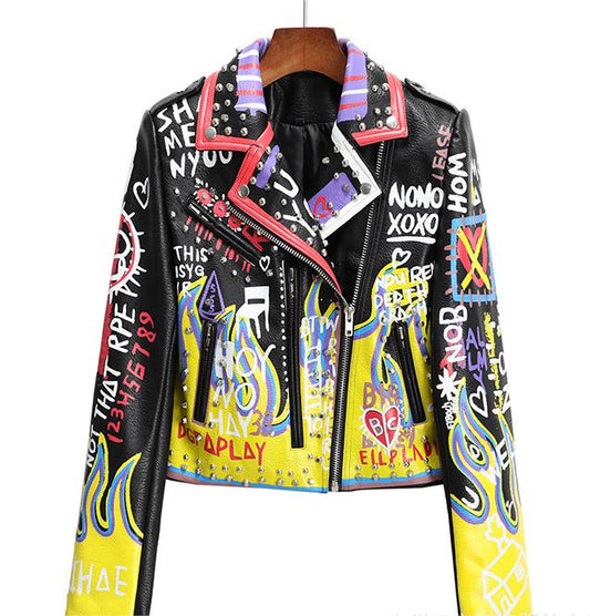 All Over Print Leather Jacket
