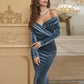 Elegant Off Shoulder Velvet Gown