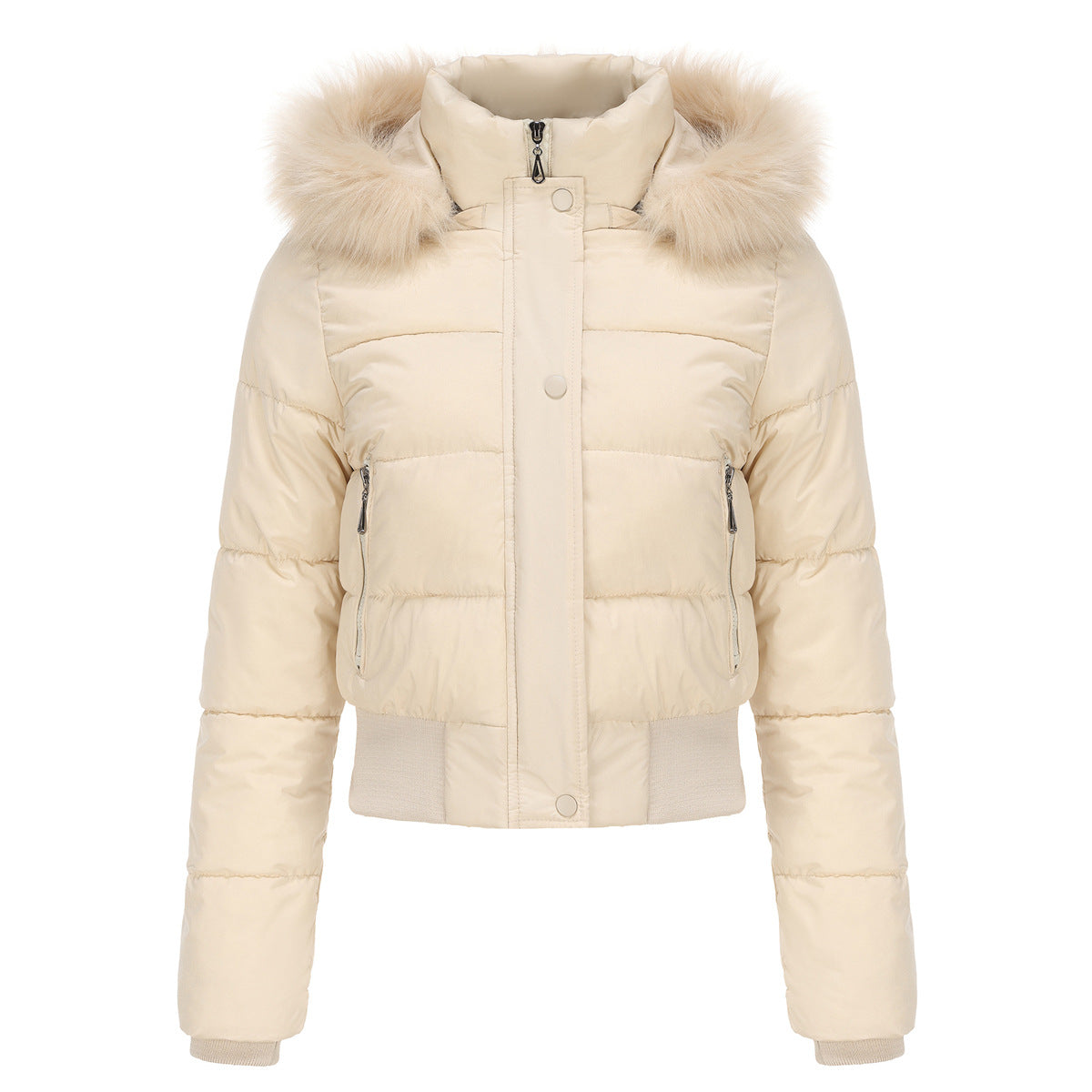 Long Sleeves Cotton Padded Hooded Jacket
