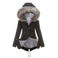 Big Fur Collar Cotton-Padded Coat Mid-Length
