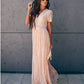 V neck Short Sleeve Hollow Out Sexy Lace Maxi Dress
