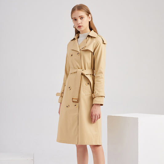 Long Waist Cotton Fashion Trench Coat