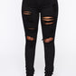 Stretch Ripped Denim Skinny Pants