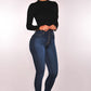 High Waist Stretch Slim Denim Skinny Pants