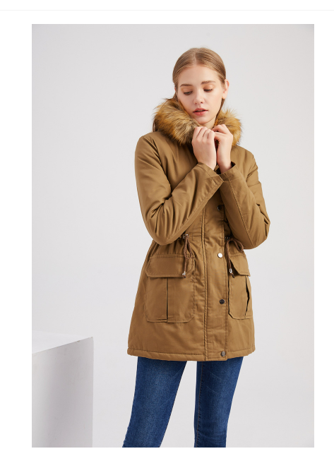 Fleece Lined Coat Hooded with Fur Collar