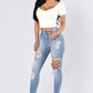 Ripped Pencil Tapered Jeans