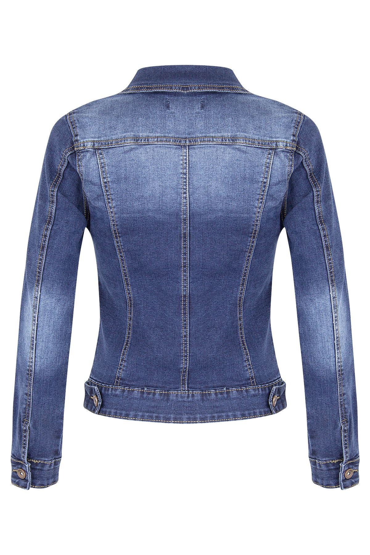 Short Biker Stretch Denim Jacket