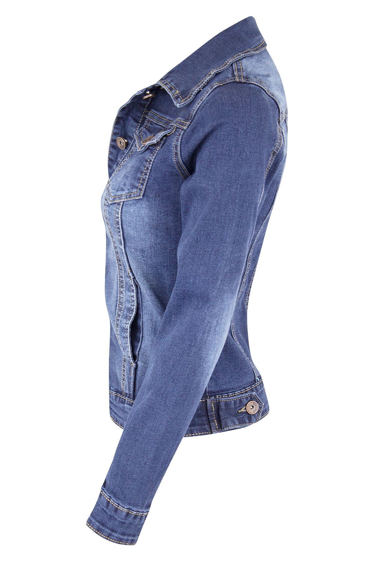 Short Biker Stretch Denim Jacket