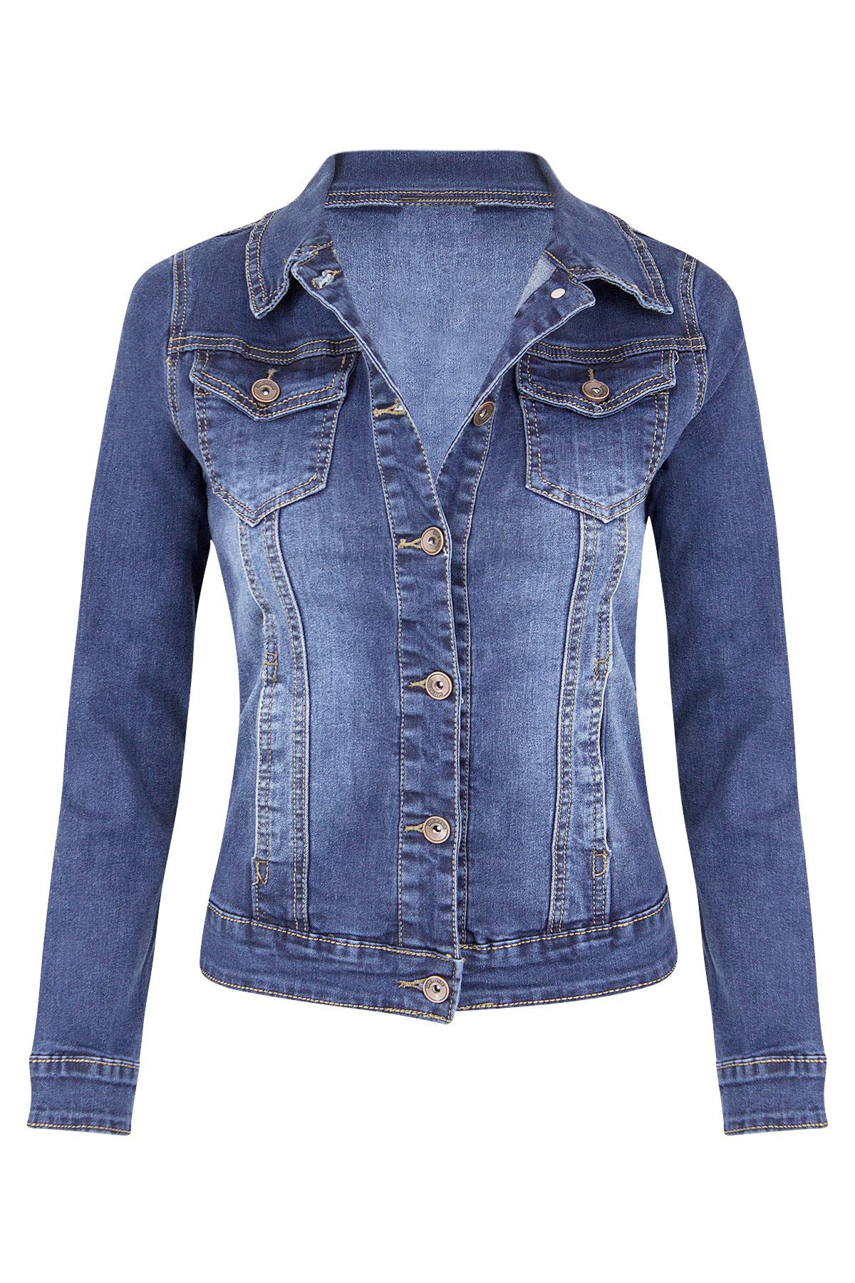 Short Biker Stretch Denim Jacket