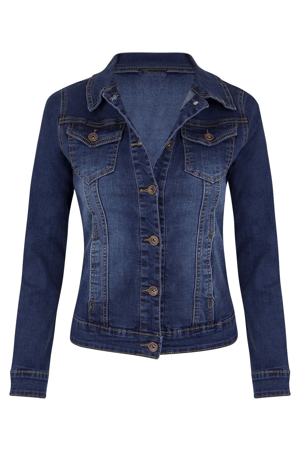 Short Biker Stretch Denim Jacket