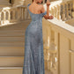 Silver Sequined One Shoulder Gown