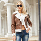 Fleece Trims Leather Jacket