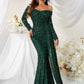Fiona Sequined off Shoulder Long Sleeve Ball Gown