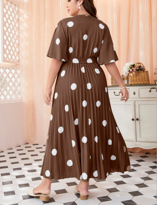 Polka Dot Pleated Dress