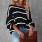 Striped Lantern Sleeve Sweater