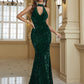 Valerie Sequined Long Sleeveless Evening Gown