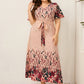 Kendra Plus Size Printed V-neck Lace up Dess