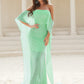 Lindsey Green Solid Chiffon Dress