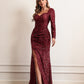 Mayuri Long Sleeve Sequined Evening Gown