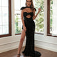 Ingrid Sexy Black Sequined Wrapped Evening Dress