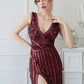 Burgundy Elegant Sequined Formal Gown