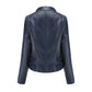 Faux Leather Collared Slim-Fit Jacket