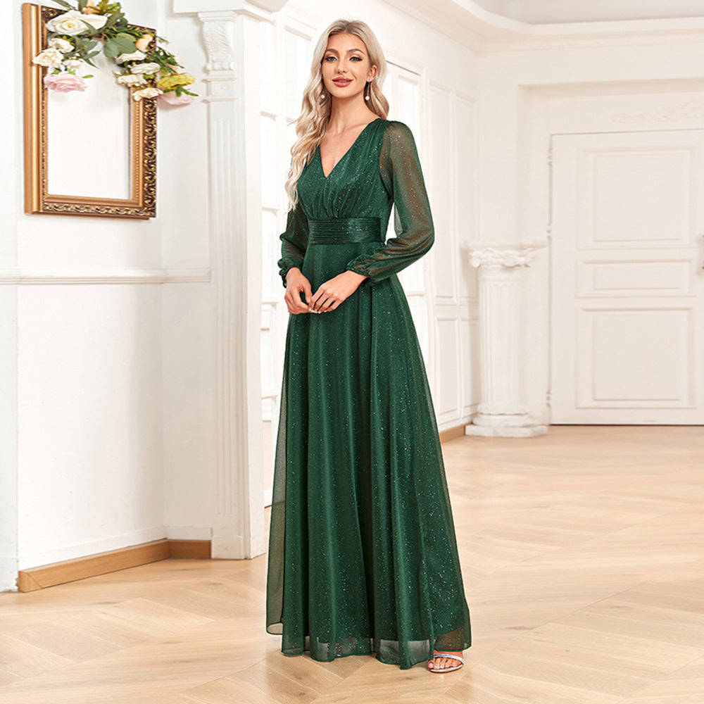 Mermaid Long Sleeve Dark Green Lace Evening Dress – daisystyledress