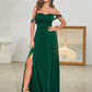 Ingrid Dark Green Solid Evening Dress