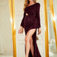 High Slit Sequined Cutout Dress
