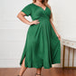 Semi Formal Green V Neck Plus Size Dress