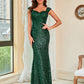 Audrey Elegant Green Sequined Evening Gown