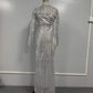 Evora Cutout Off-Shoulder Sequined Evening Dress
