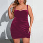 Curvy Sexy Velvet Boning Corset Ruffle Hip Strap Dress