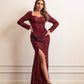 Mayuri Long Sleeve Sequined Evening Gown