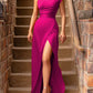 Mandy High Slit Sexy Solid Fitted Evening Gown
