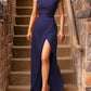 Mandy High Slit Sexy Solid Fitted Evening Gown