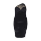 Sexy One Shoulder See through Velvet Midi Dress Dress