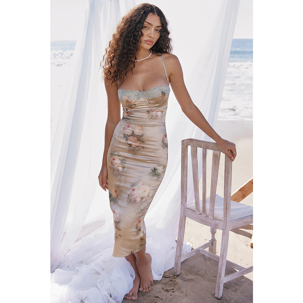 Gene Open Back Sheath High Waist Midi Dress